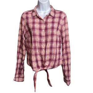 Vintage Wet Seal Y2K Women's Plaid Tie Front Shirt Size‎ L Western Daisy Duke